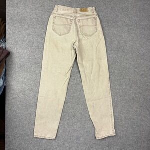 Vintage Lee High Waisted Mom Jeans Beige Tan Tapered Leg Denim Womens 8 Med